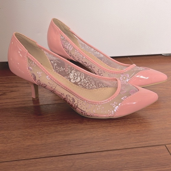 Shoes - Elegant Pink Floral Women's Heels